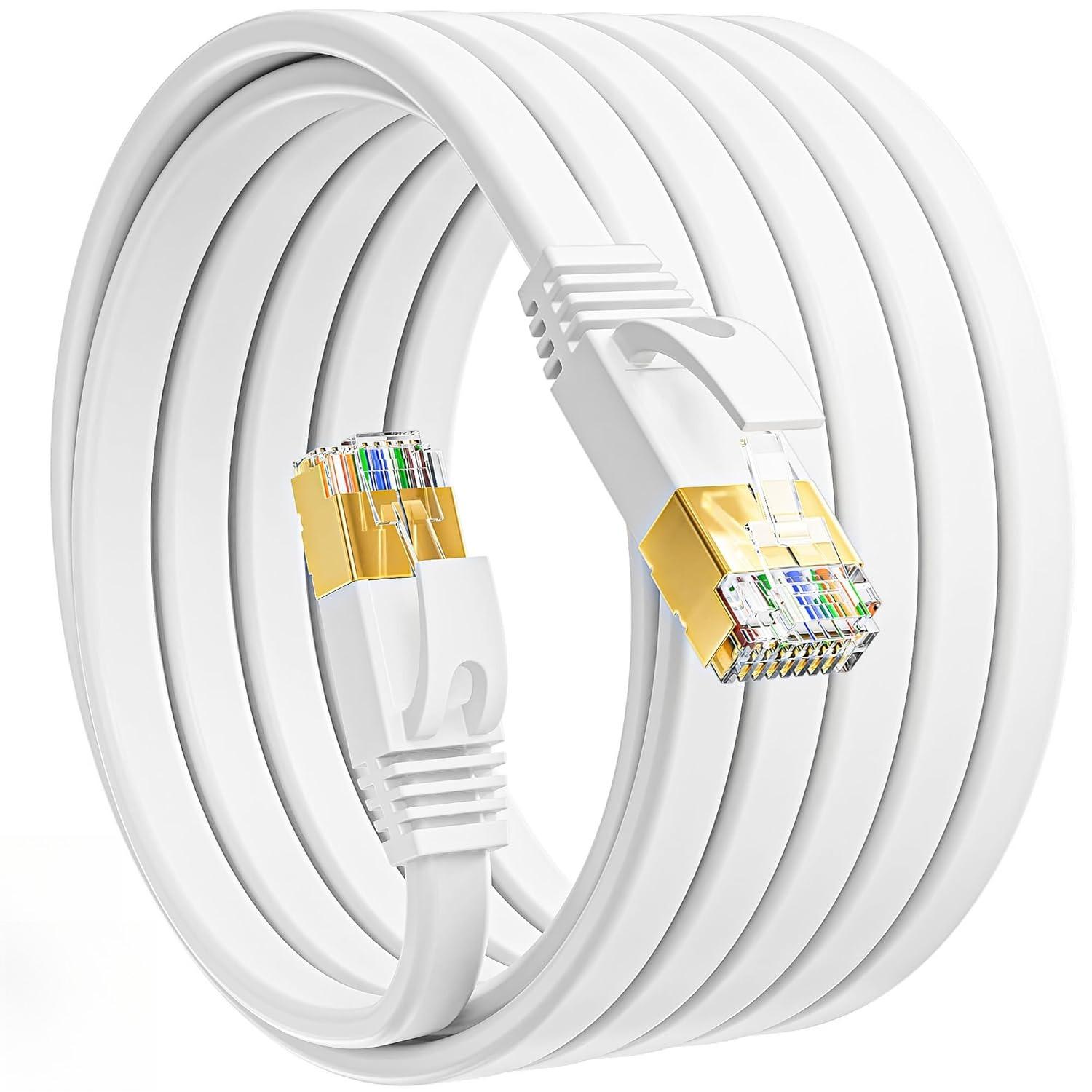 

Cat 7 Ethernet Cable Shielded,Flat Ethernet Patch Cables High Speed Internet Cable for Modem, Router, LAN, Computer 1m 5m 20m 0.5M білий