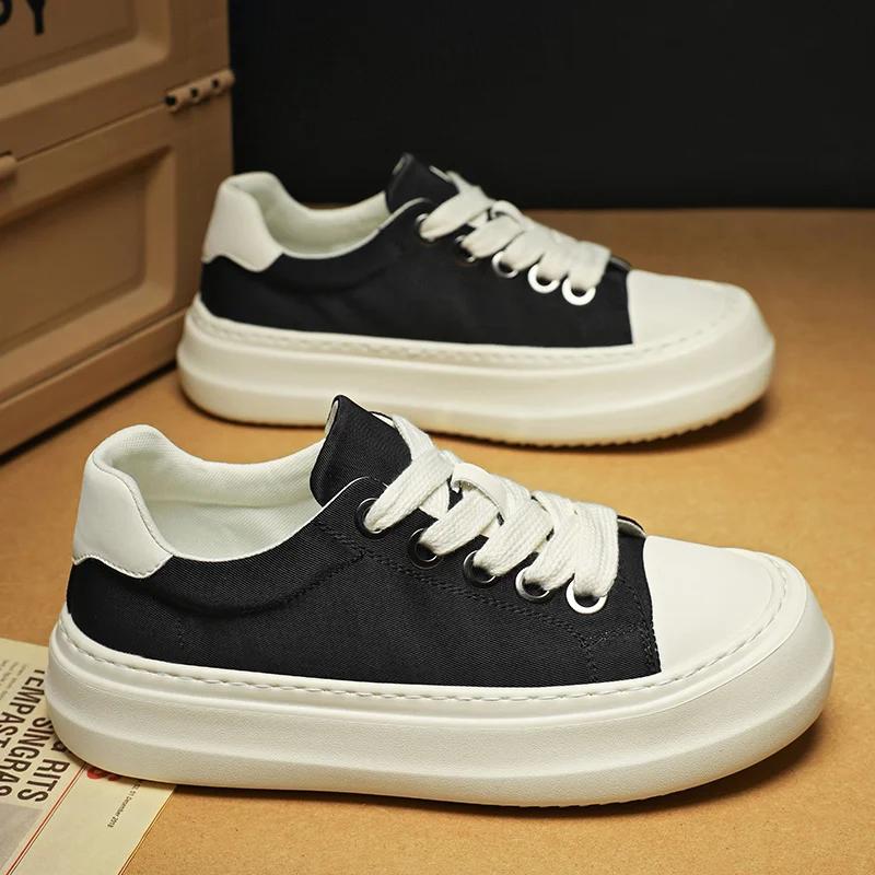 2025New Comfortable High-Quality Breathable Fashion Canvas Shoes for Men Summer Black Work Shoes Casual Big