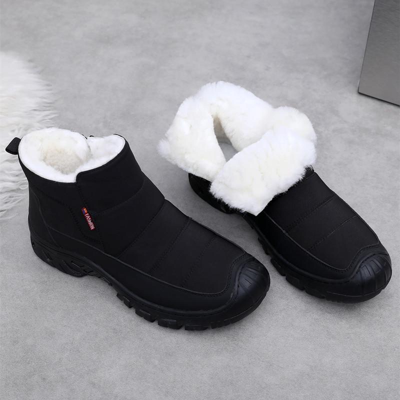 Men's Thickened Wool Cotton Boots: Non-Slip, Warm, Cold-Resistant, Large Size Snow Boots for Elderly