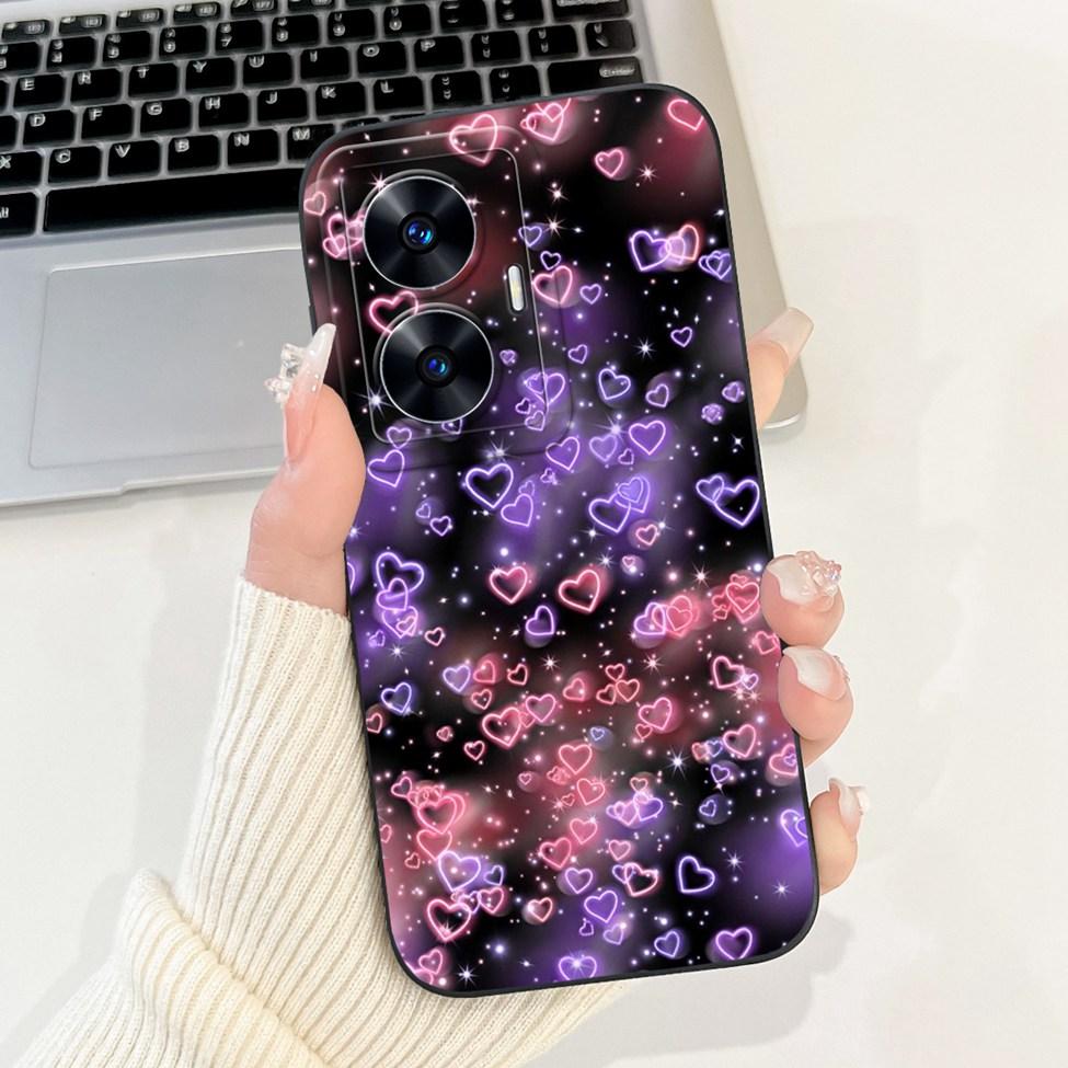 For Realme C55 Case RMX3710 Silicone Cute Cat Fashion Butterfly Flowers Love Painted Cover For Realme Narzo N55 Phone Case Funda