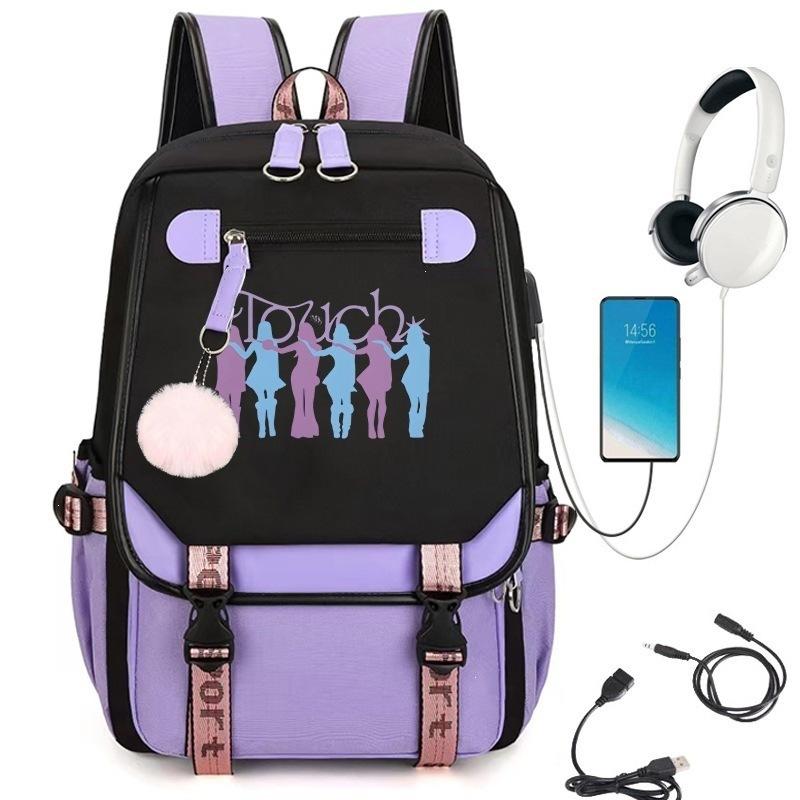KATSEYE Fashion Laptop Backpack with USB Charging Port Student School Daypack 60123-12