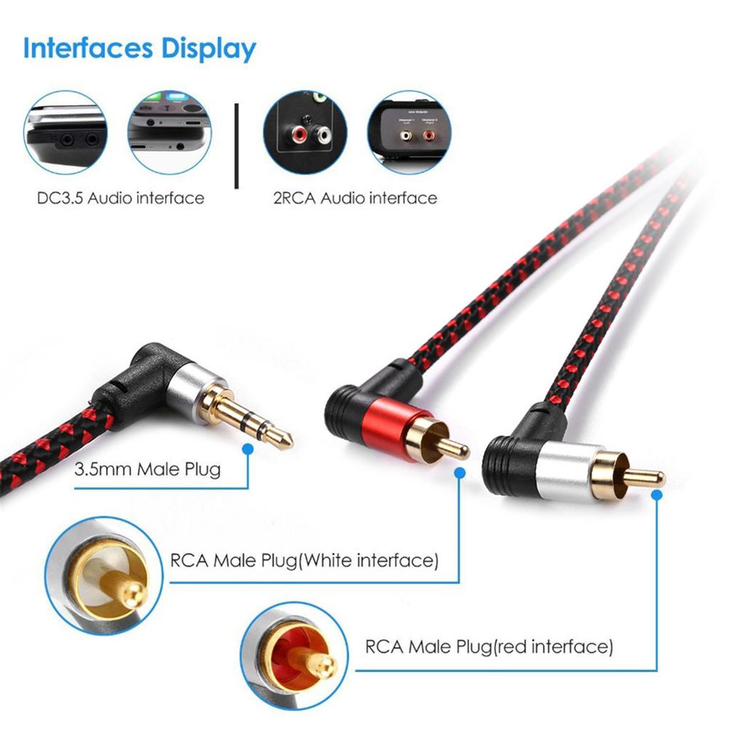 3.5mm RCA Male Connector Jacks Stereo Cable Y Plug to 2 RCA Male Adapter 3.5 Music Socket Connector to Headphone