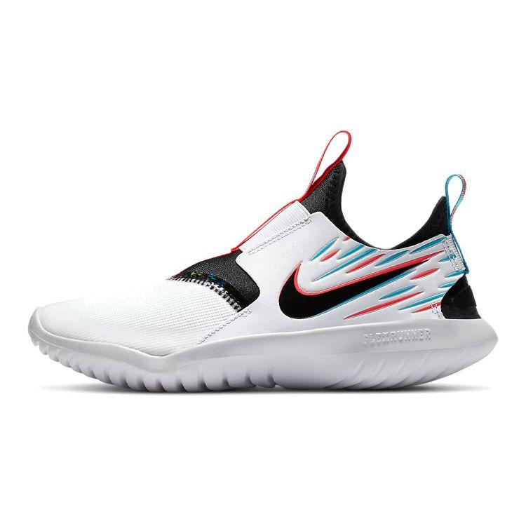 Nike Flex Runner Lightweight Slip-Resistant Shock-Absorbing Durable Breathable Low-Top Kids Running Shoes Kids sneaker White Red Blue CT0732-100