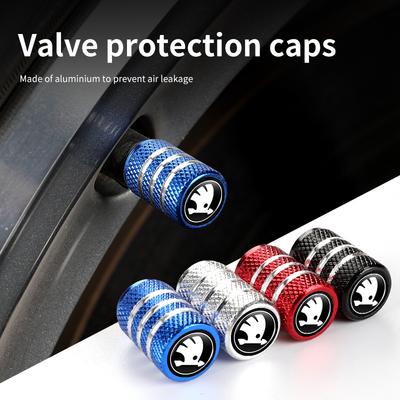 4pcs Knurling Car Wheel Tire Valve Dustproof Protection Cap For Fabia Kamiq Superb MK3 VisionS Yeti Scala Enyaq-iV