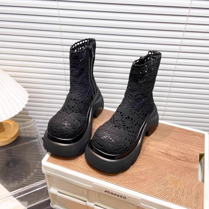 Net boots female cool boots summer cotton and linen sandals fairy wind 2025 new hollow breathable short boots thin Martin boots
