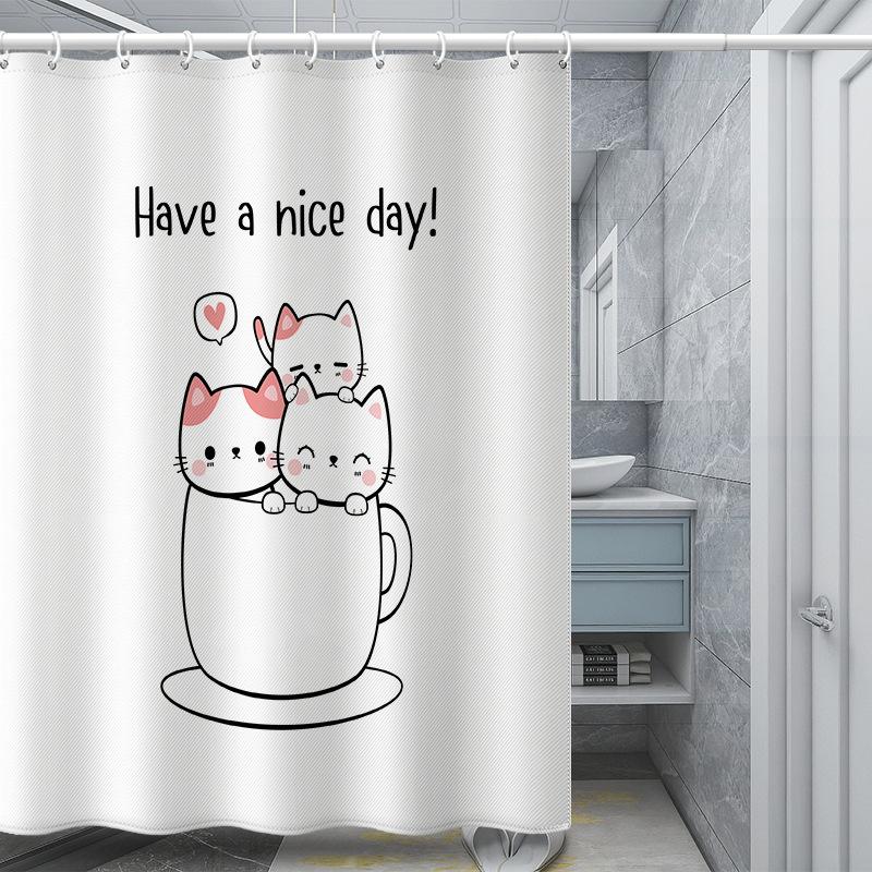 Bad Fortykket Vanntett Gardin Muggsikker dusjforheng Dusj Skillevegger Gardin Dusjgardin Baderomsgardin Fri perforering