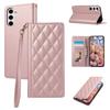 For Samsung Galaxy S25+/S24+ Case RFID Blocking Wallet Stand Rhombus Leather Phone Cover with Wrist Strap