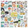 52-teiliges Sticker-Set im Abenteuer-Thema: Reisen, Aquarell, Ölmalerei, Kritzeldesigns für Notizbuch, Helm, Kühlschrank und Roller
