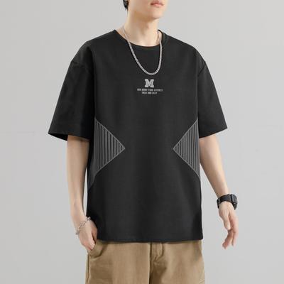 Sommer Kurzarm T-Shirt Herren Neues Sommeroberteil Locker Halbarm T-Shirt Jungen Kleidung Trendig Hübsch