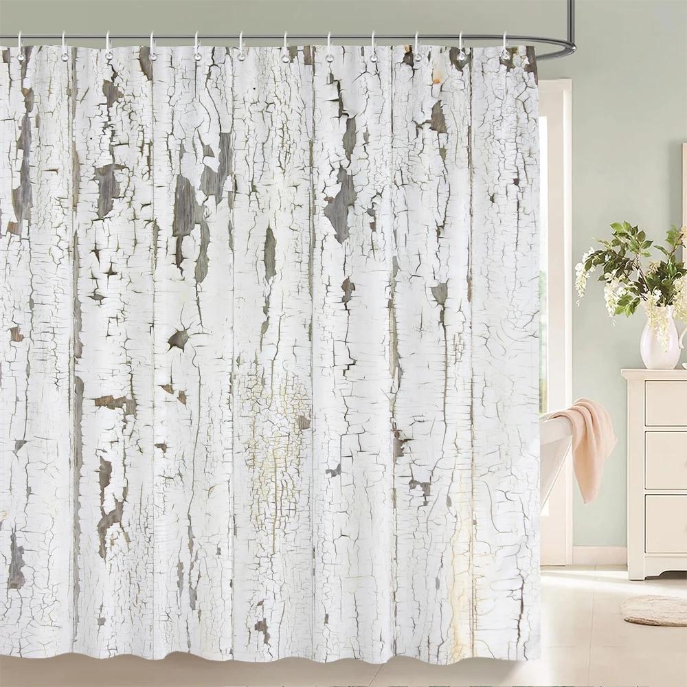 3D Retro Old Wood Pattern Shower Curtains Europe and America Style Printed Bath Curtain Waterproof Bathroom Shower Curtain
