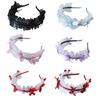 Girls Mesh Ruffles Lace Headwear Ribbon Bowknot Headband Novelty Sweet Headpiece Maid Anime Cosplay Hair Ornaments