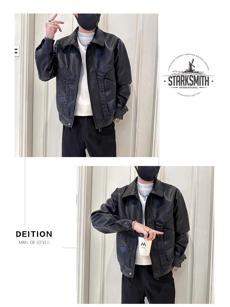 Melanoid Men's Trendy Heavyweight PU Leather Motorcycle Jacket 2025 - New Autumn Style