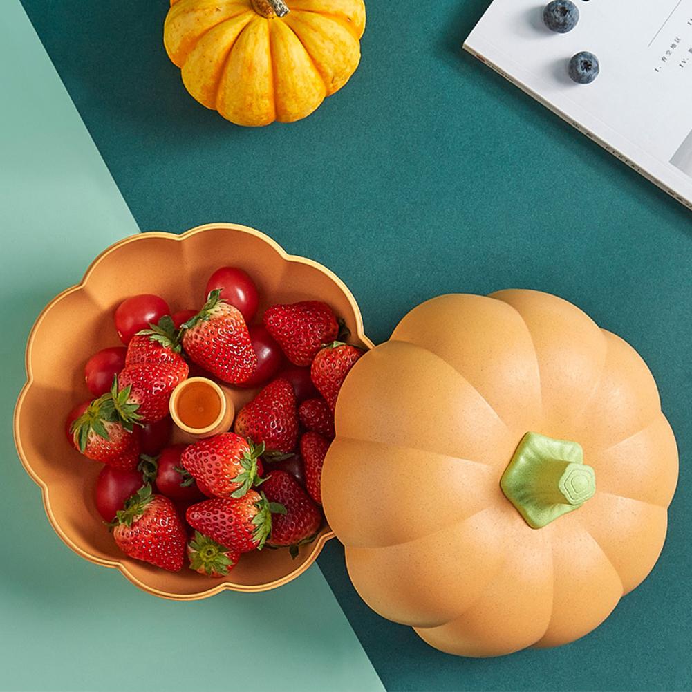 Divided Pumpkin Snack Holder with Toothpick Storage Pumpkin Snack Bowl Fruit Plate for Candy Fruits Nuts Snacks