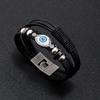 Pulseira Retrô Masculina Olho Grego Fecho Largo Tecida à Mão Pulseiras de Couro Multicamadas Bangles Joias de Luxo Presente
