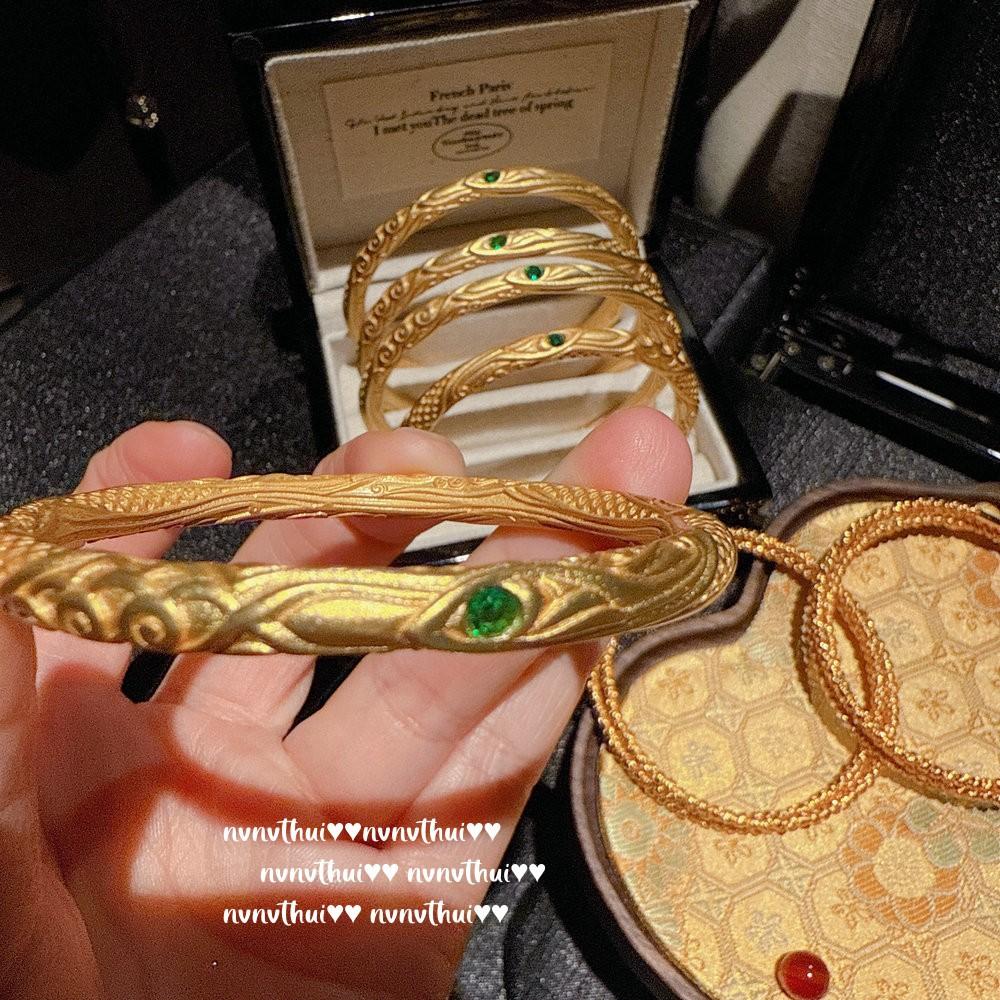 Ancient Gold Filigree Chiseled Qiankun Ring Bracelet, New Chinese Style, Hammer And Lion Enamel Necklace, Set.
