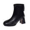 Fashion French Style Ankle Boots for Women High Heels Thick Heels Waterproof Platform Rear Zipper 2025 New Autumn and Winter