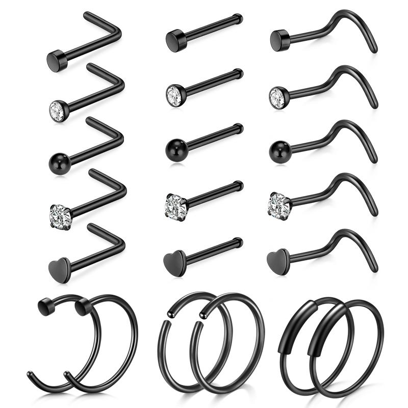 5/6/21 Stück 20G Nasenstecker Edelstahl Nasenflügelstecker Schrauben Nasenring Hoop Körperpiercing Silber Gold Farbe Herz Nasenstecker