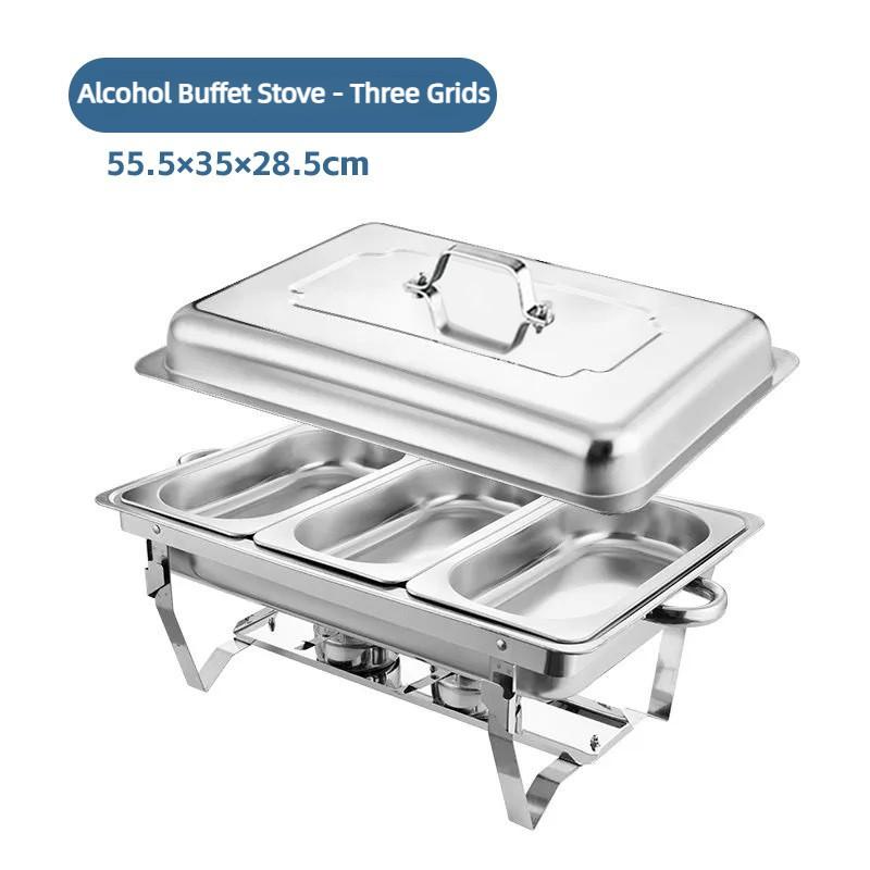 Hotel Restaurant Dining Stove Thickened Stainless Steel Buffet Stove Alcohol Heating And Insulation Grid Buffy Stove