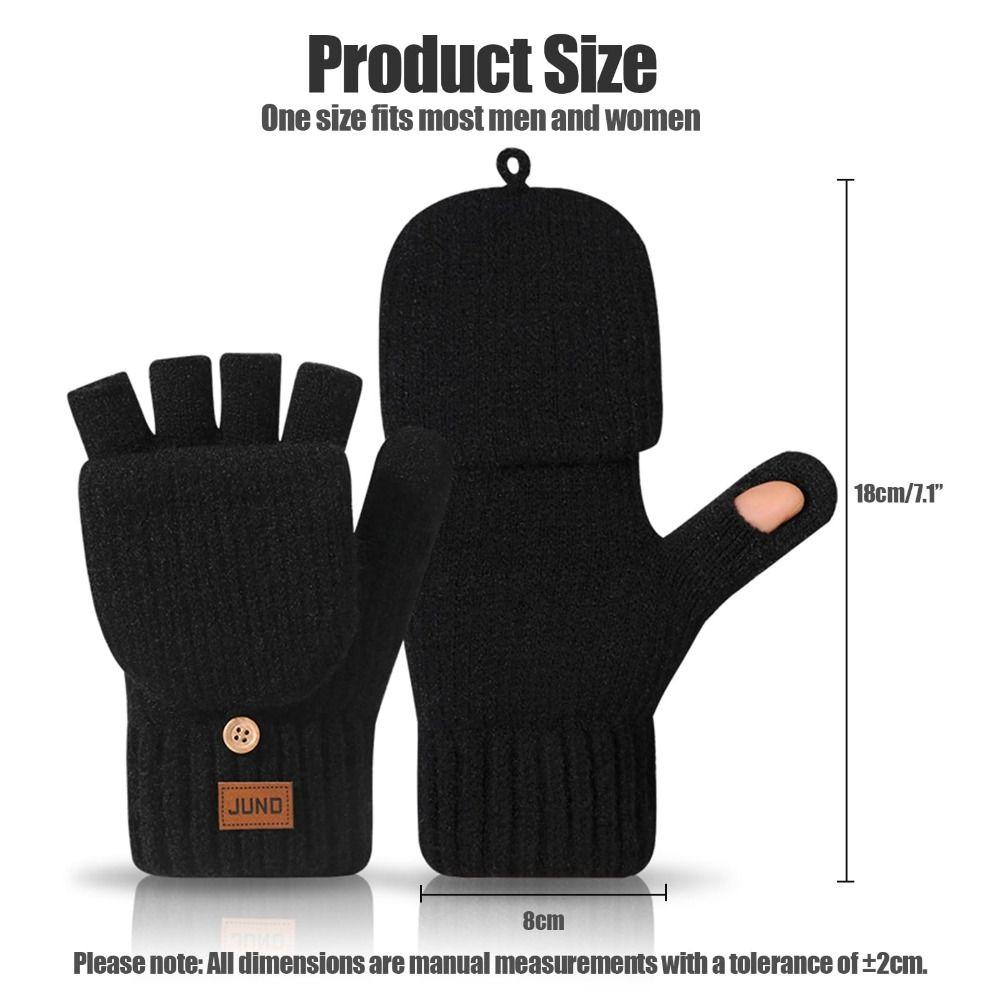 Flip Top Knitted Fingerless Gloves Thermal Half Finger Gloves  for Women and Men