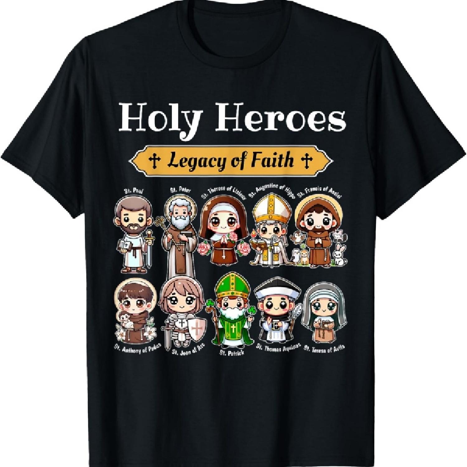 

Holy Heroes Legacy of Faith Catholic Saints Collection kids T-Shirt XXXXXL чорний