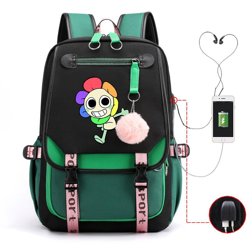 New 2025 Cartoon Game Printing Primary School Bag Large Capacity Contrasting Color Neutral USB Backpack