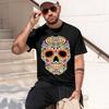Mexan Sugar Skull Funny TShirt Mexan Color Skull Unique Design Tshirt Unisex Tops Tees  New Model Unisexs Shortsleeve Crewneck