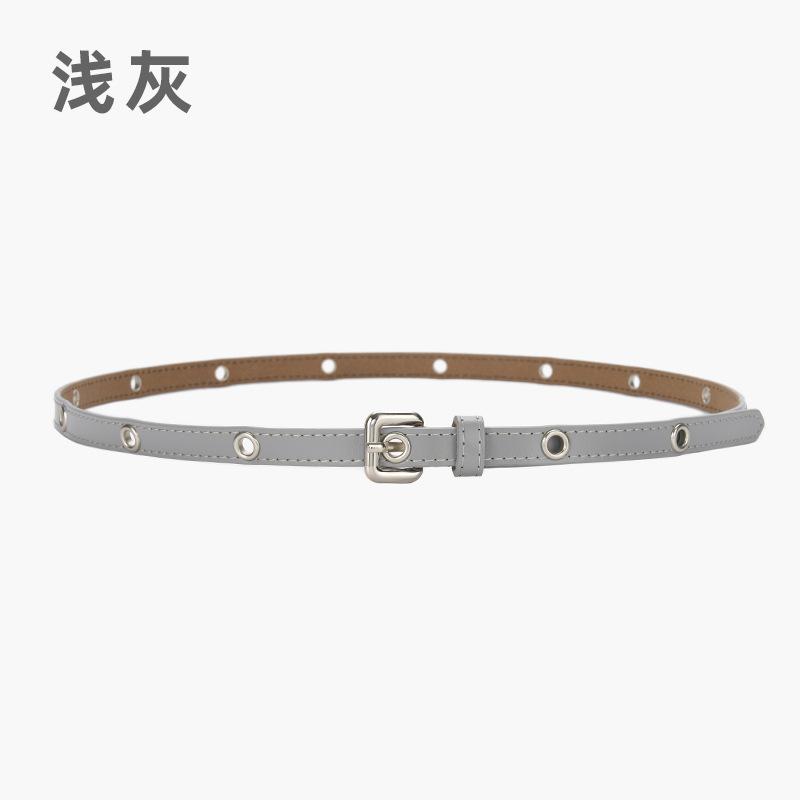 New cowhide women's belt personalized fashion gas eye rivet decorative belt women's fashion dress thin belt tide