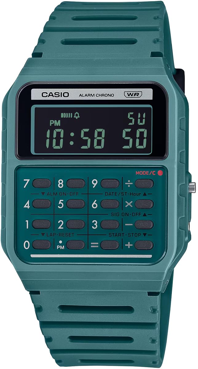 

Цифровий годинник з функцією розрахунку CASIO Heritage Colors Проста упаковка без презентаційної коробки Пластиковий ремінець з біомаси Unisex Blue Green Overseas