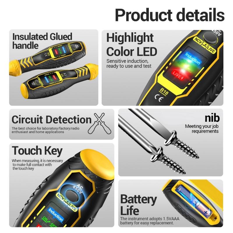 Digital Voltage Tester Pen Not Contact Detection with LED Indicator Buzzers Alarm for Circuit Breaker Live Wire Testing
