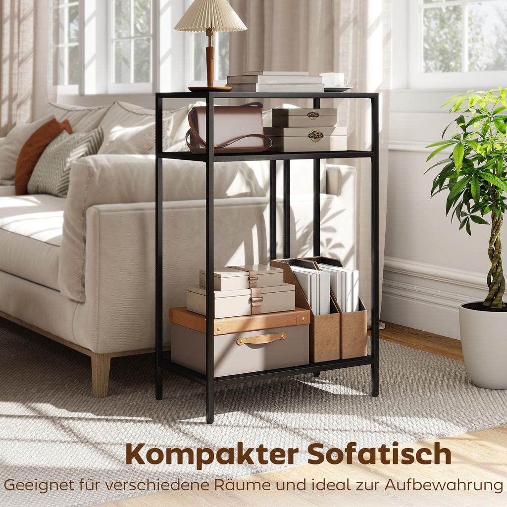 Console Table 3-Tier Shelves Narrow Entryway Table Steel Frame for Living Room Hallway 55 Cm Black