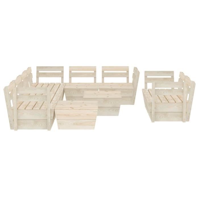 Salon de jardin - VIDAXL - Palette 10 pcs - Bois d'épicéa imprégné - Modulable - 6 personnes
