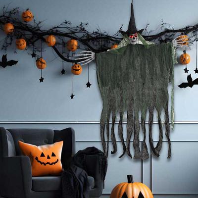 Halloween Hanging Decoration ,Flying with Hats, Festive Scene Setup Accessory Prank Glowing Witch