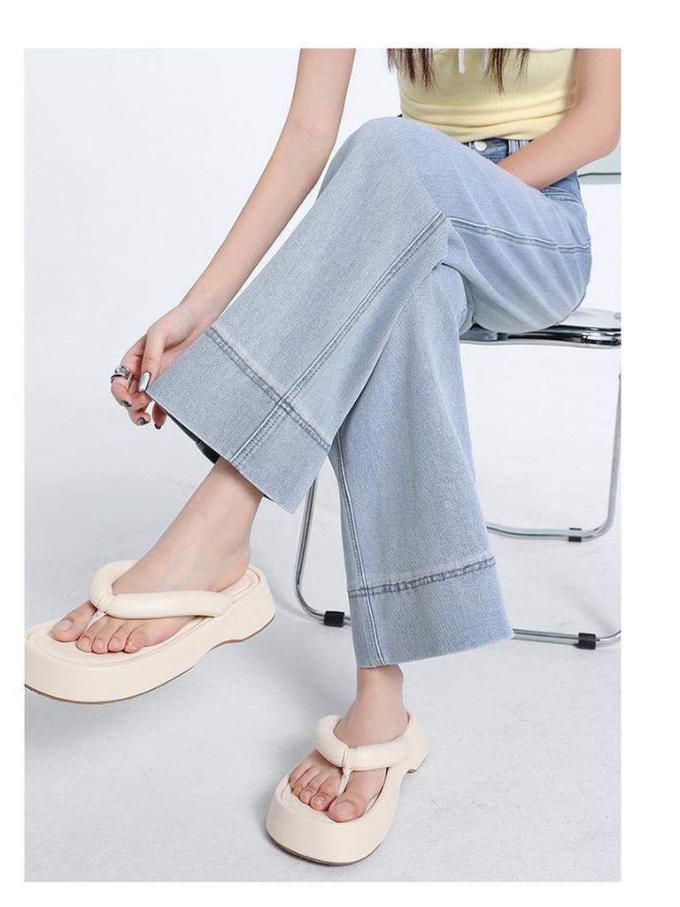 Women's 2025 Tencel High-Waisted Wide-Leg Cropped Jeans - Summer Thin, Straight, Loose, Drapey, Slimming Pants
