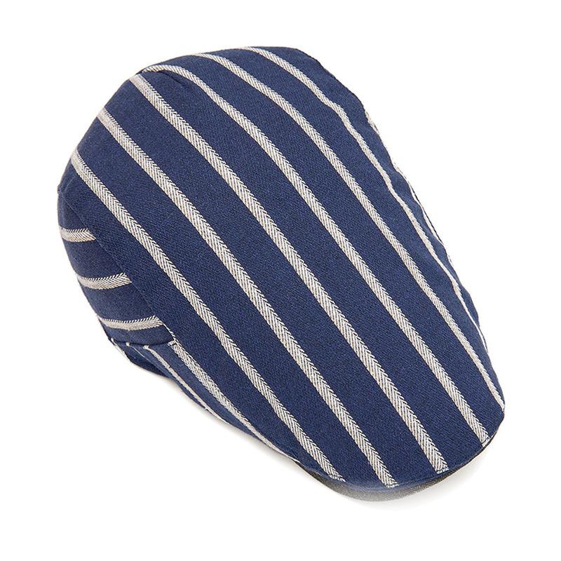 Striped Newsboy Cap for Men Casual Flat Beret Adjustable Dad Hat