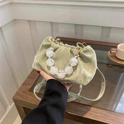 Folded Fashion Beaded Handbag Foreign Style Simple Shoulder Messenger Bag Change Bag Leisure Bag