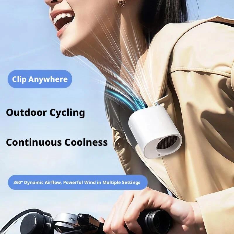 Clip-On Car Fan 360° Rotatable 100-Speed Portable Cooling Fan USB Rechargeable Lightweight Long Life for Car Home Office Outdoor Use