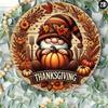 Vintage Metal Wall Art Round Aluminum Sign Thanksgiving Gnome Decor 8x8 Inch