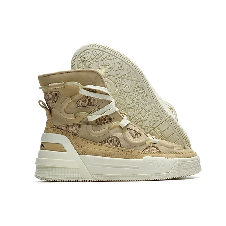 Lanvin X Fila Fabric Two-Layer Cowhide Fleece Casual Warm Wear-Resistant High-Top Sneakers Women Sneakers Wheat F12W144143FAB