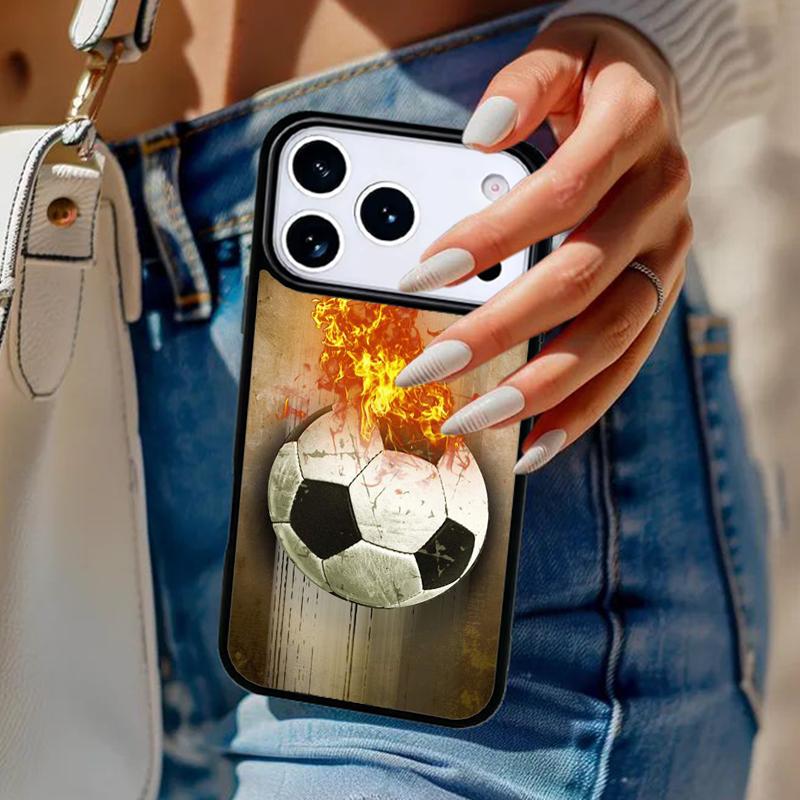 Football Soccer Ball Phone Case For iPhone 17 Air 14 15 13 12 Max Cover For Apple 14 15 16 16e 11 Pro Max Plus Coque