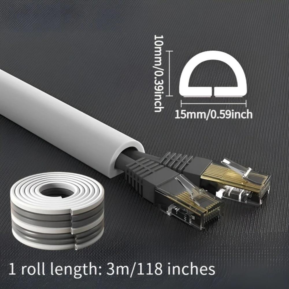 1PC 3M Canaleta para Cable de Suelo Auto-adhesiva Anti-extrusión Curva Protector de Cableado de Extensión de Alimentación Organizador de Cables para Hogar y Exterior