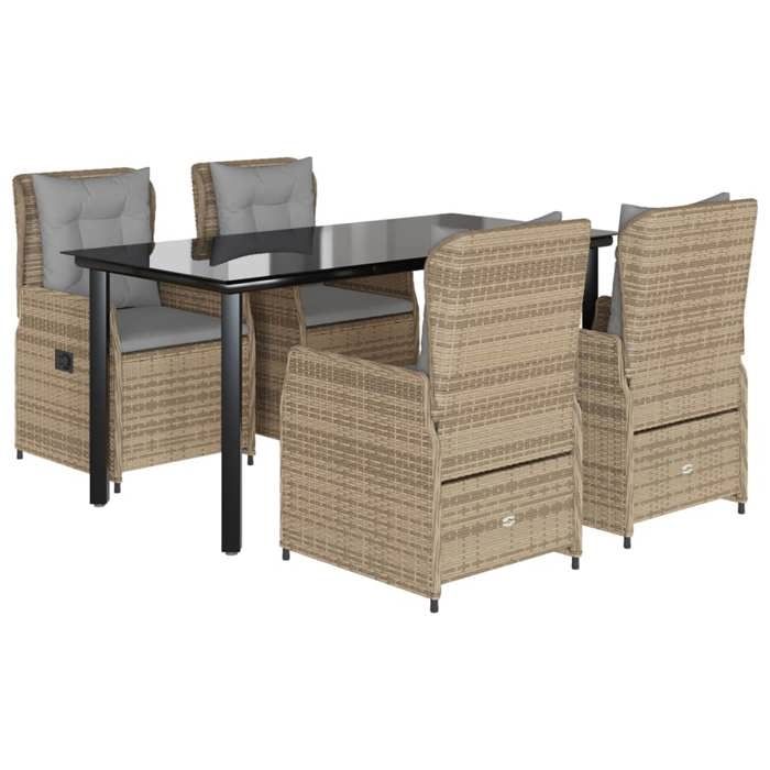VidaXL Garden Dining Set with Cushions 5pcs Beige Poly Rattan 3262878