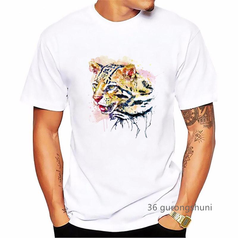 Watercolor Tiger Animal Print T Shirt Unisexs Clothing Funny White Tshirt Homme Harajuku Shirt Summer Fashion Tops Tee Shirt