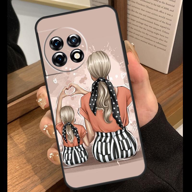 Black Brown Hair Baby Mom Girl Son Case For OnePlus 15 13 12 11 10 15R 13R 12R 10T 13T OnePlus Nord 5 CE 4 3 Lite N20 N30 Cover