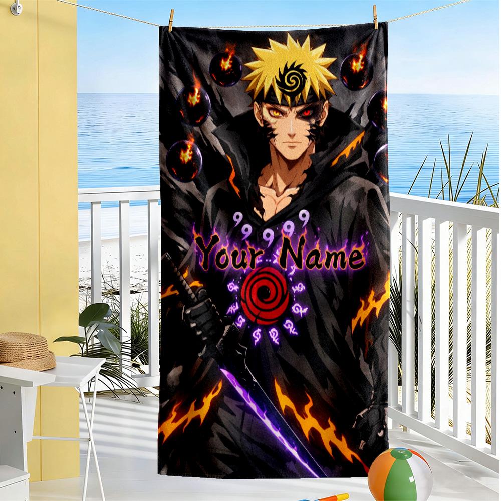 Naruto Character Customized Name Beach Towel High Absorbency & Quick-Dry Perfect for Traveling Yoga Camping and Swimming