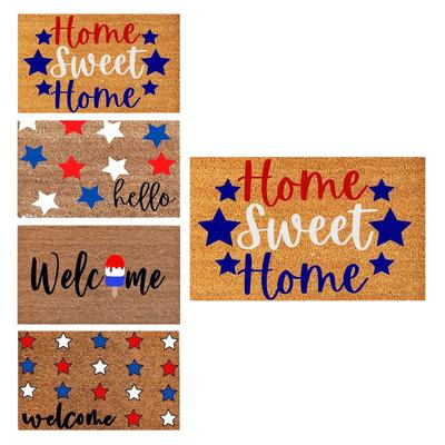  4th  Coir Door Mats Outdoor, Home Front Patriotic Welcome Mats Rugs Bedroom Corridor Entrance Patio Independence Day Decoration 15.7 X 23.6 Inches