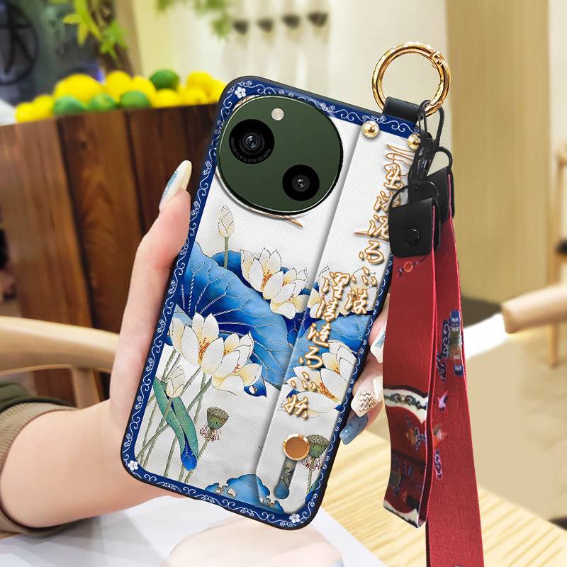 Wrist Strap Lanyard Phone Case For Sharp Aquos R9/SH-51E Wristband Kickstand Waterproof Fashion Phone Holder Silicone