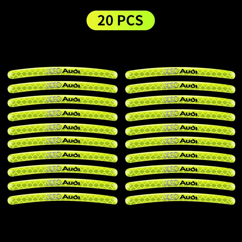 Car Wheel Tire Rim Hub Reflective Luminous Emblem Sticker Car Styling for Audi Q2 Q3 TT RS3 RS4 A3 A4 B5 B6 A3 8P 8V 8L A5 A6 C6 C5 A1 A7 A8