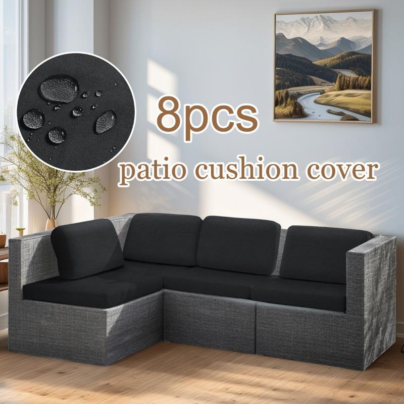 8Pcsset Elastic Waterproof Sun-proof Sofa Cushion Cover Solid Color Milk Silk Outdoor Garden Sofa Slipcover Protective Cover Seat cushion backres серый 6240₽