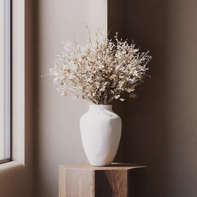 Mid-Century Wabi-Sabi Black & White Ceramic Hydroponic Vase - Matte Finish for Retro Flower Arrangements