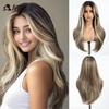 Perruque Noble en Dentelle Synthétique 26" Lisse Ombrée Dentelle Perruque Cosplay Perruque à Raie en Dentelle Perruques Blondes Pour Femmes Perruque Synthétique Perruque en Dentelle